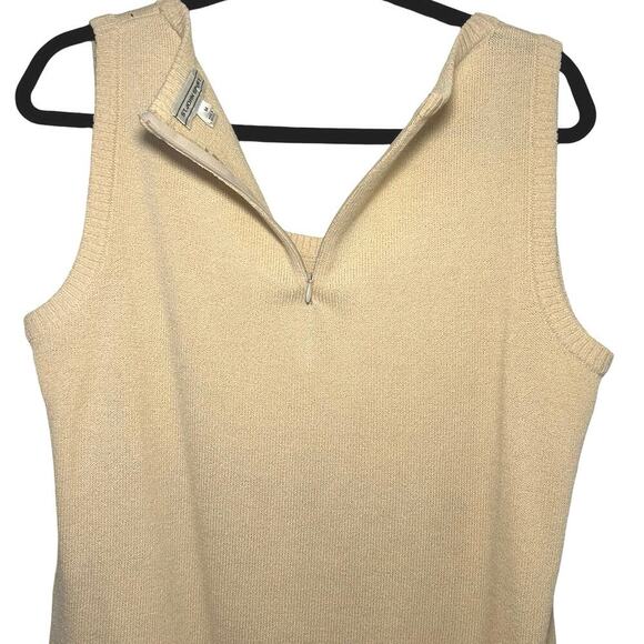 St. John Sport Women’s Santana Checkered Wool Knit Tank Top Birch Size Medium - Picture 6 of 7